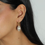 La Vie Parisienne-Marquise Crystal Halo Hooks-Earrings-14k Gold Plated, Shade Crystal-Blue Ruby Jewellery-Vancouver Canada