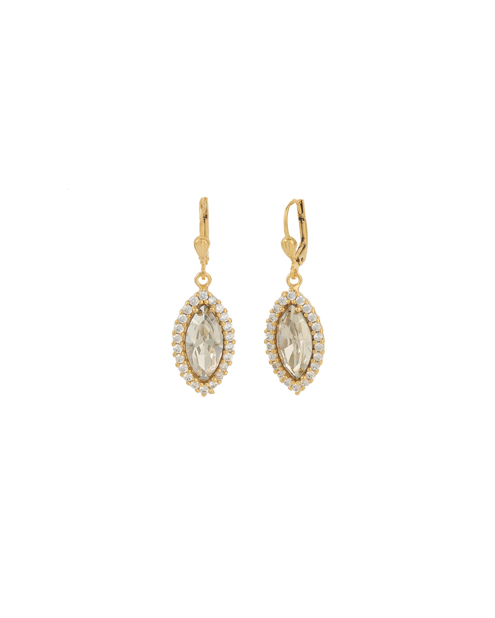 Marquise Crystal Halo Hooks 14k Gold Plated, Shade Crystal