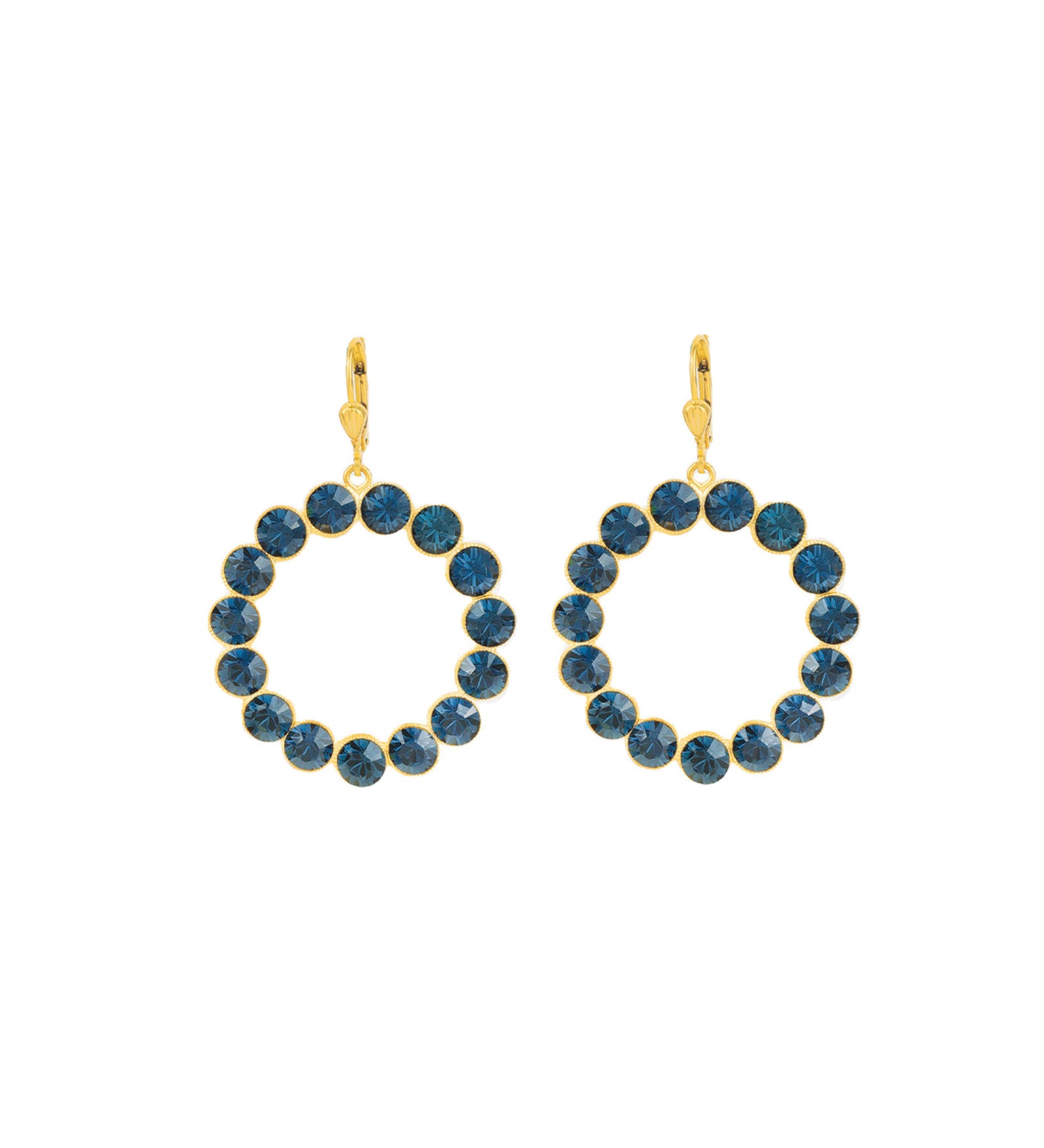 La Vie Parisienne-Round Crystal Ring Hooks-Earrings-14k Gold Plated, Midnight Crystal-Blue Ruby Jewellery-Vancouver Canada