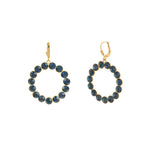 Round Crystal Ring Hooks 14k Gold Plated, Midnight Crystal