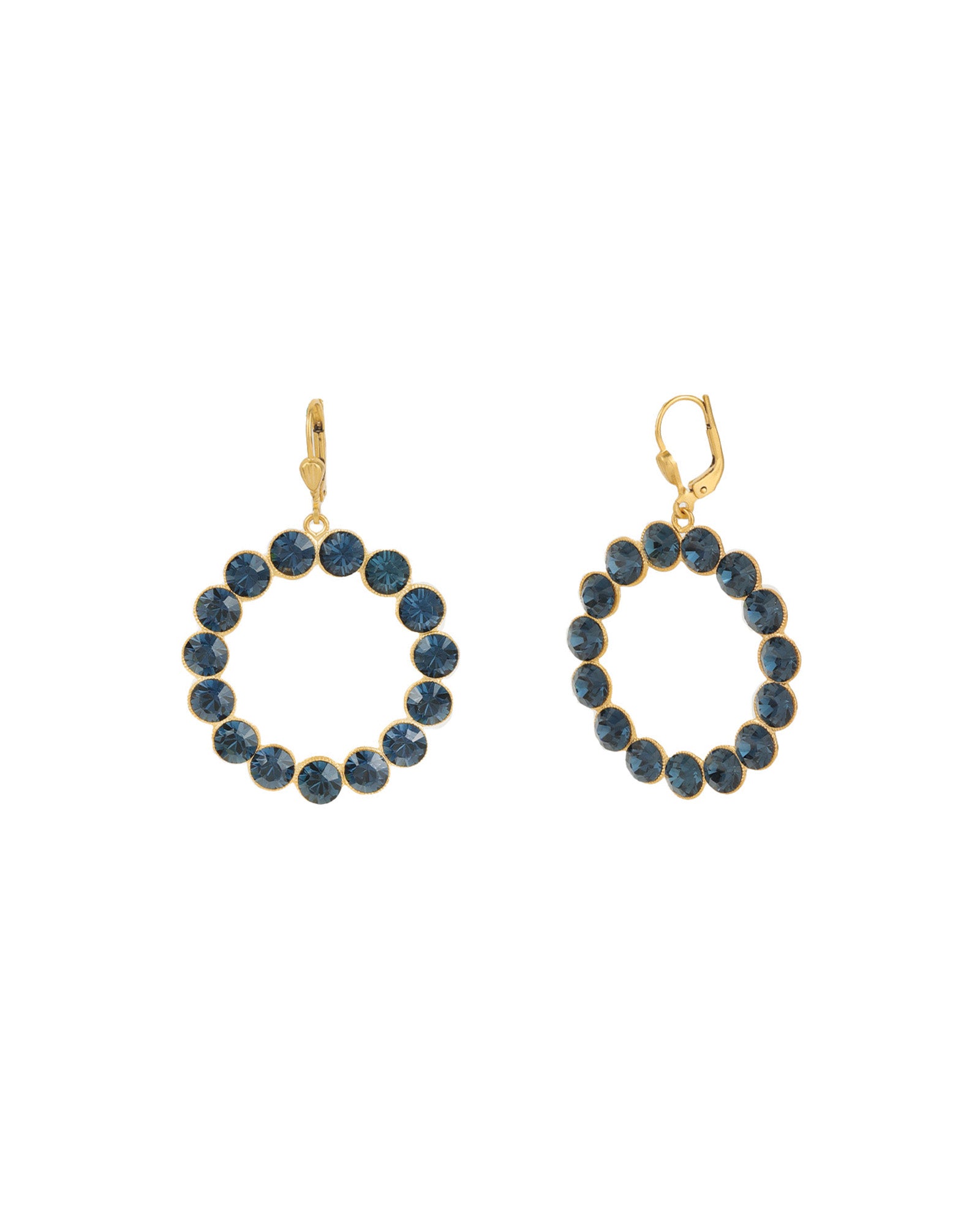 Round Crystal Ring Hooks 14k Gold Plated, Midnight Crystal