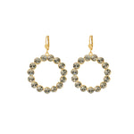 La Vie Parisienne-Round Crystal Ring Hooks-Earrings-14k Gold Plated, Black Diamond Crystal-Blue Ruby Jewellery-Vancouver Canada