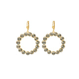 La Vie Parisienne-Round Crystal Ring Hooks-Earrings-14k Gold Plated, Black Diamond Crystal-Blue Ruby Jewellery-Vancouver Canada