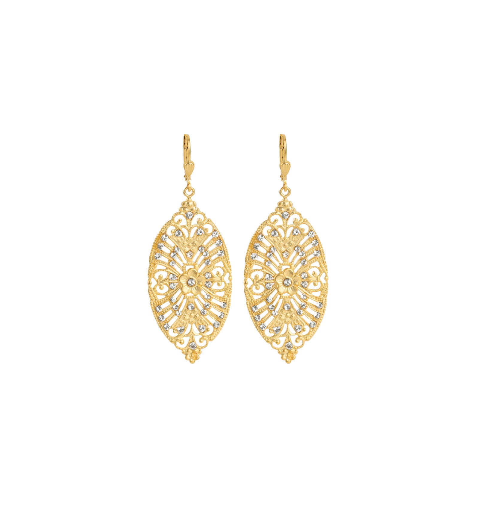 La Vie Parisienne-Marquise Filigree Crystal Hooks-Earrings-Blue Ruby Jewellery-Vancouver Canada