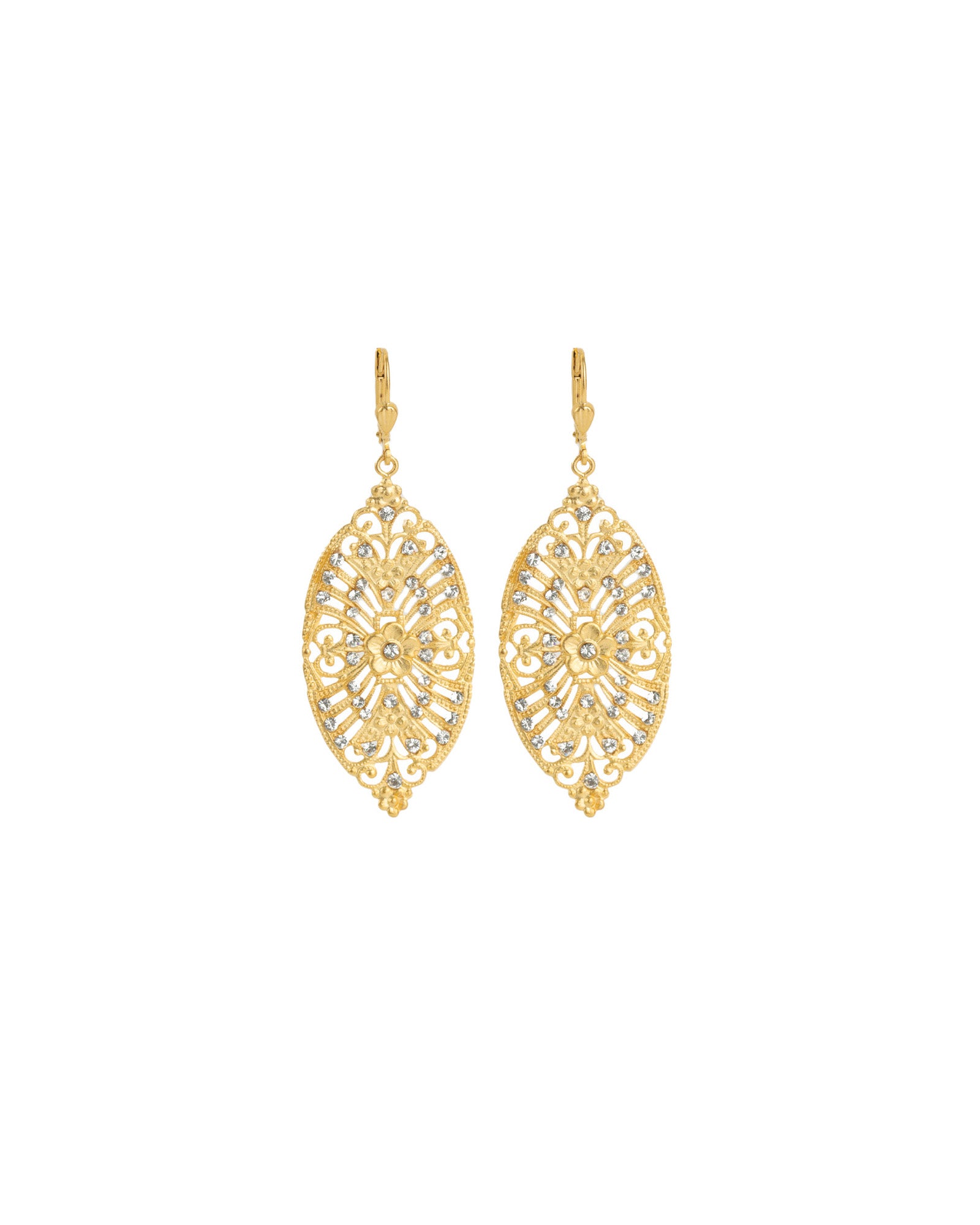 La Vie Parisienne-Marquise Filigree Crystal Hooks-Earrings-Blue Ruby Jewellery-Vancouver Canada