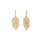 Marquise Filigree Crystal Hooks 14k Gold Plated, White Crystal