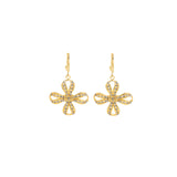 La Vie Parisienne-Four Petal Ribbon Crystal Hooks-Earrings-Blue Ruby Jewellery-Vancouver Canada