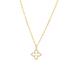 La Vie Parisienne-Pointed Clover Cut Out Necklace-Necklaces-14k Gold Plated, White Crystal-Blue Ruby Jewellery-Vancouver Canada