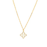La Vie Parisienne-Pointed Clover Cut Out Necklace-Necklaces-14k Gold Plated, White Crystal-Blue Ruby Jewellery-Vancouver Canada
