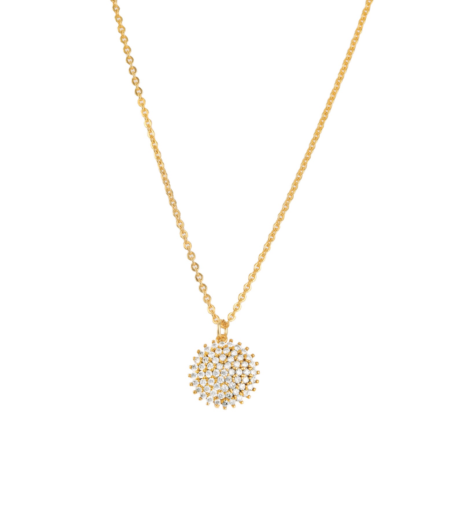 Pavé Disc Necklace 14k Gold Plated, White Crystal