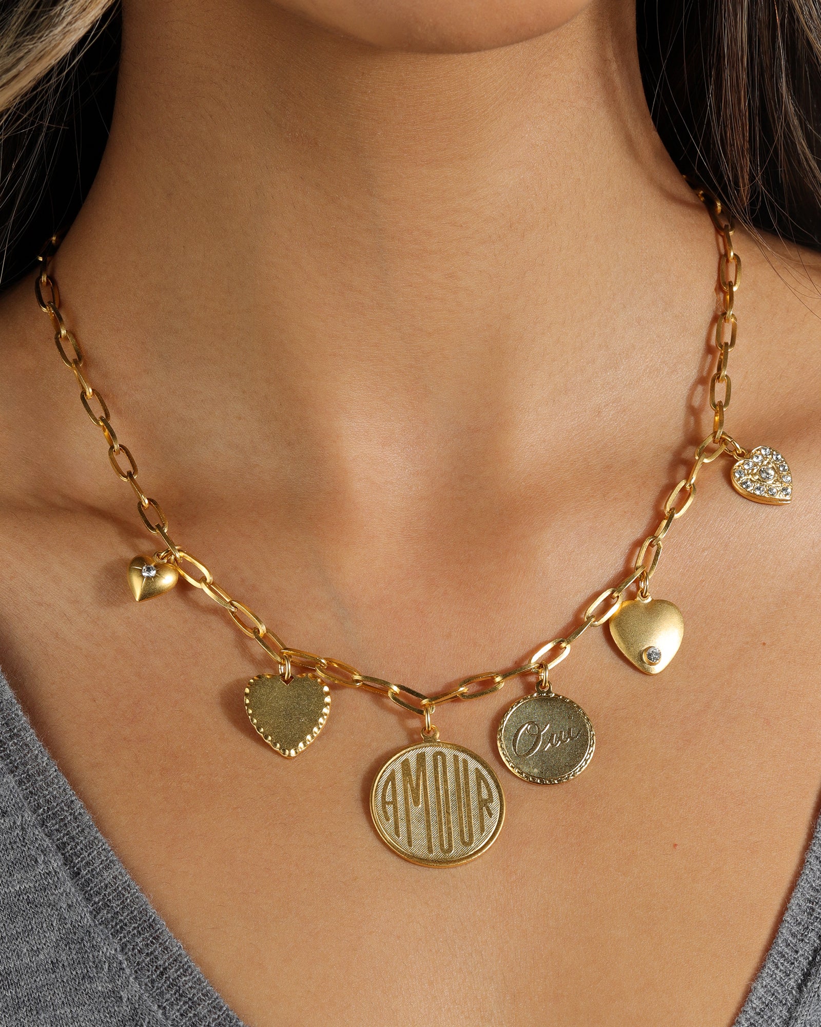 La Vie Parisienne-Armour Heart Charm Necklace-Necklaces-Blue Ruby Jewellery-Vancouver Canada