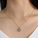 Teardrop Crystal Necklace 14k Gold Plated, Fountain Crystal