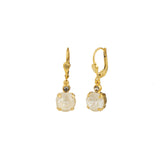 Round Crystal Hooks | 8mm 14k Gold Plated, Linen Crystal