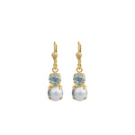 La Vie Parisienne-Graduated Round Crystal & Pearl Hooks-Earrings-14k Gold Plated, Silverlight Crystal, Pearls-Blue Ruby Jewellery-Vancouver Canada