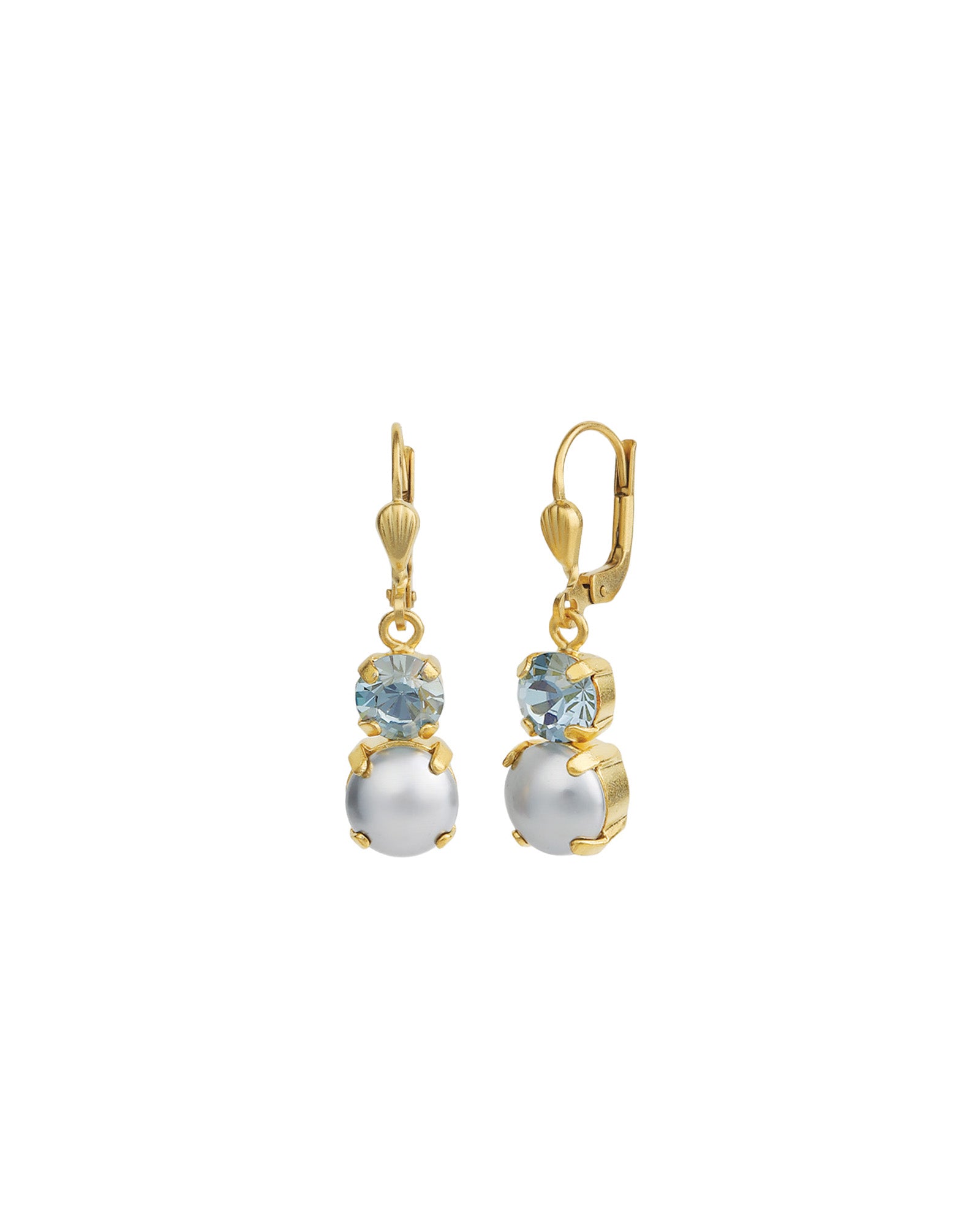 La Vie Parisienne-Graduated Round Crystal & Pearl Hooks-Earrings-Blue Ruby Jewellery-Vancouver Canada