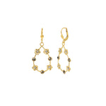 Open Teardrop Flower Hooks 14k Gold Plated, White Crystal, Black Diamond Crystal