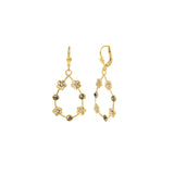 Open Teardrop Flower Hooks 14k Gold Plated, White Crystal, Black Diamond Crystal