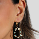Open Teardrop Flower Hooks 14k Gold Plated, Pacific Opal Crystal, Turquoise Crystal