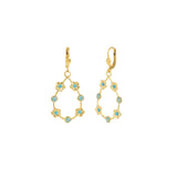 Open Teardrop Flower Hooks 14k Gold Plated, Pacific Opal Crystal, Turquoise Crystal
