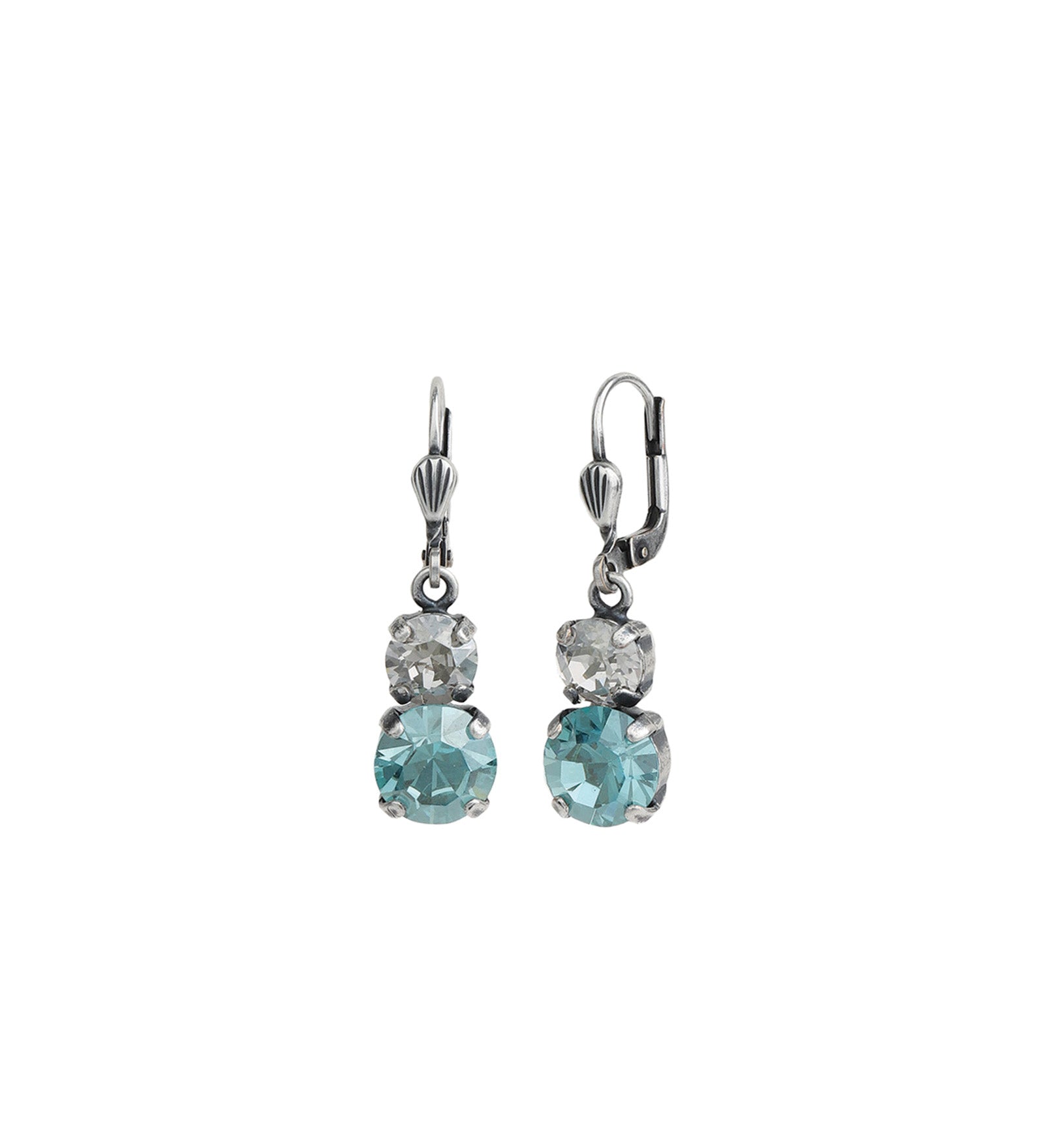 La Vie Parisienne-Graduated Round Crystal Hooks-Earrings-Blue Ruby Jewellery-Vancouver Canada