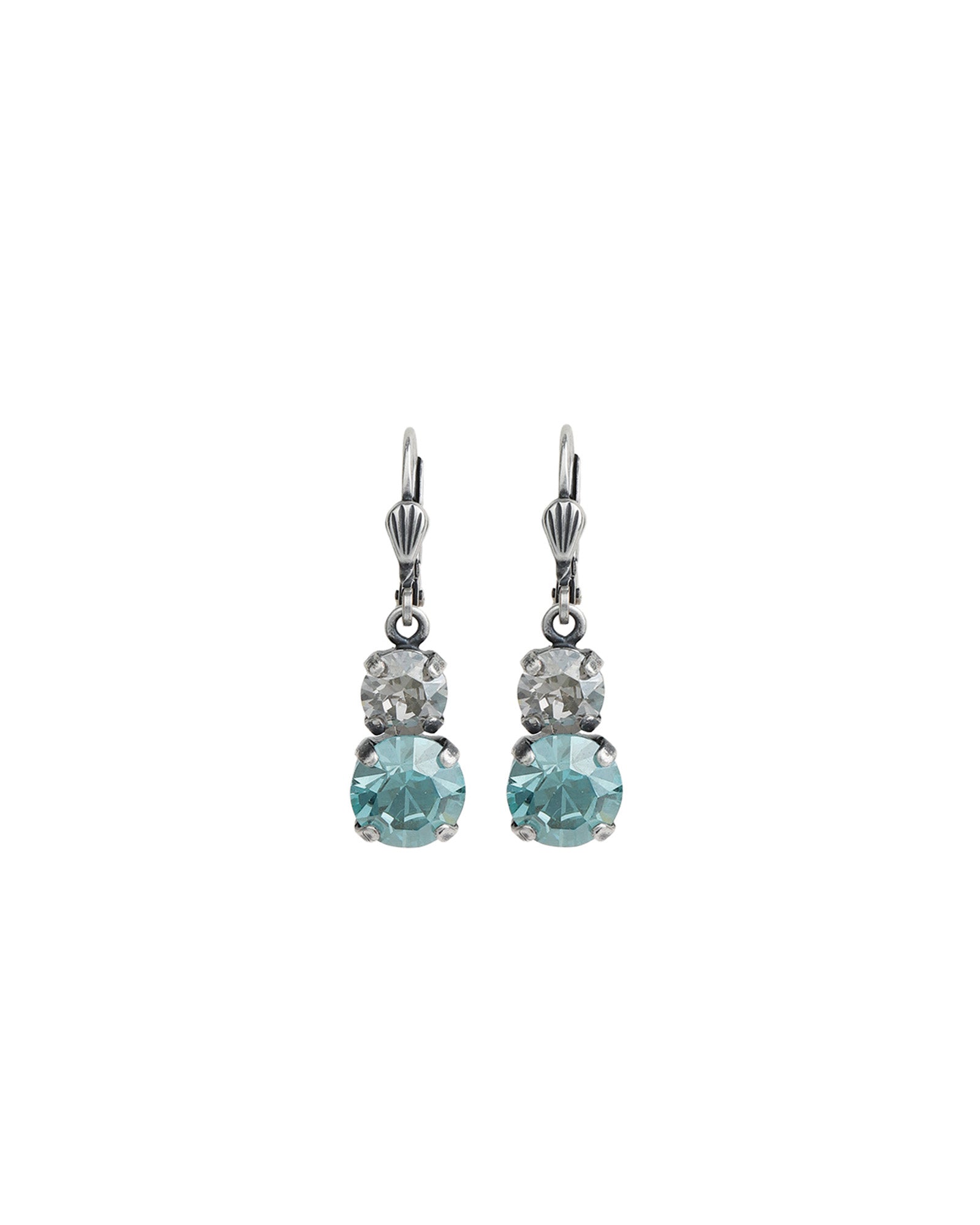 La Vie Parisienne-Graduated Round Crystal Hooks-Earrings-Silver Plated, Fountain Crystal-Blue Ruby Jewellery-Vancouver Canada