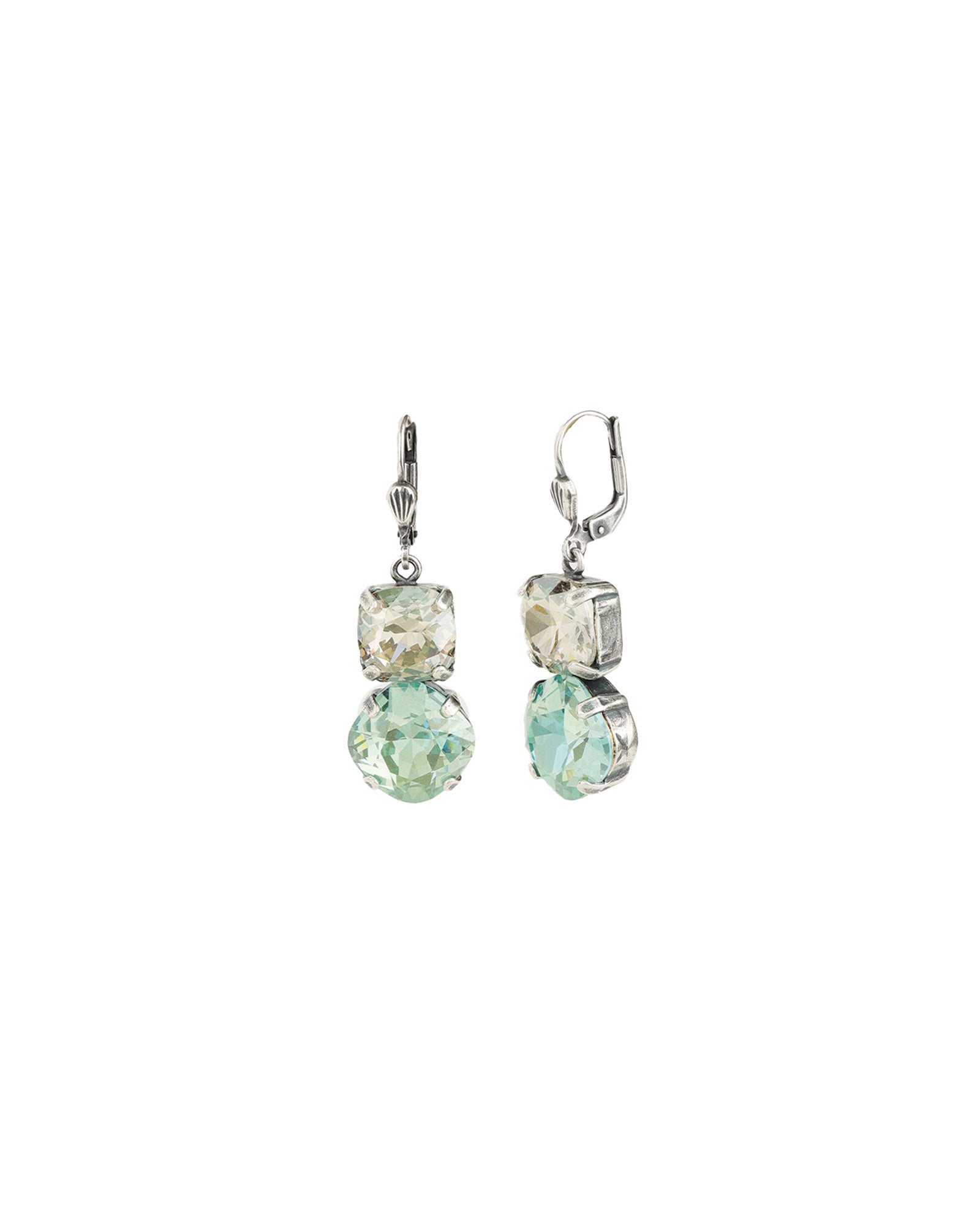 Two Round Crystal Hooks Silver Plated, Fountain Crystal, Shade Crystal