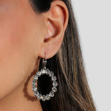 Round Crystal Ring Hooks Silver Plated, White Crystal