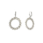 Round Crystal Ring Hooks Silver Plated, White Crystal