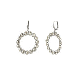 Round Crystal Ring Hooks Silver Plated, White Crystal