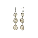 Three Crystal Halo Drop Hooks Silver Plated, Shade Crystal