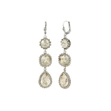 Three Crystal Halo Drop Hooks Silver Plated, Shade Crystal