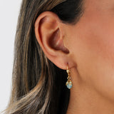 Leaf Cap Drop Hooks 14k Gold Plated, Pacific Opal Crystal