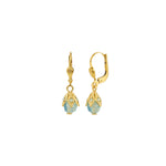 Leaf Cap Drop Hooks 14k Gold Plated, Pacific Opal Crystal