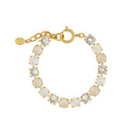 Crystal Bracelet | 8mm 14k Gold Plated, White Opal Crystal, Linen Crystal