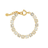Crystal Bracelet | 8mm 14k Gold Plated, White Opal Crystal, Linen Crystal