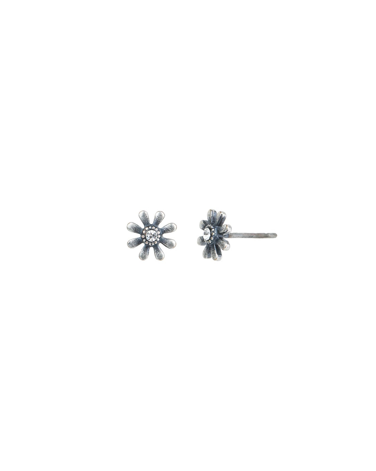 La Vie Parisienne-Daisy Crystal Centre Studs-Earrings-Silver Plated, White Crystal-Blue Ruby Jewellery-Vancouver Canada