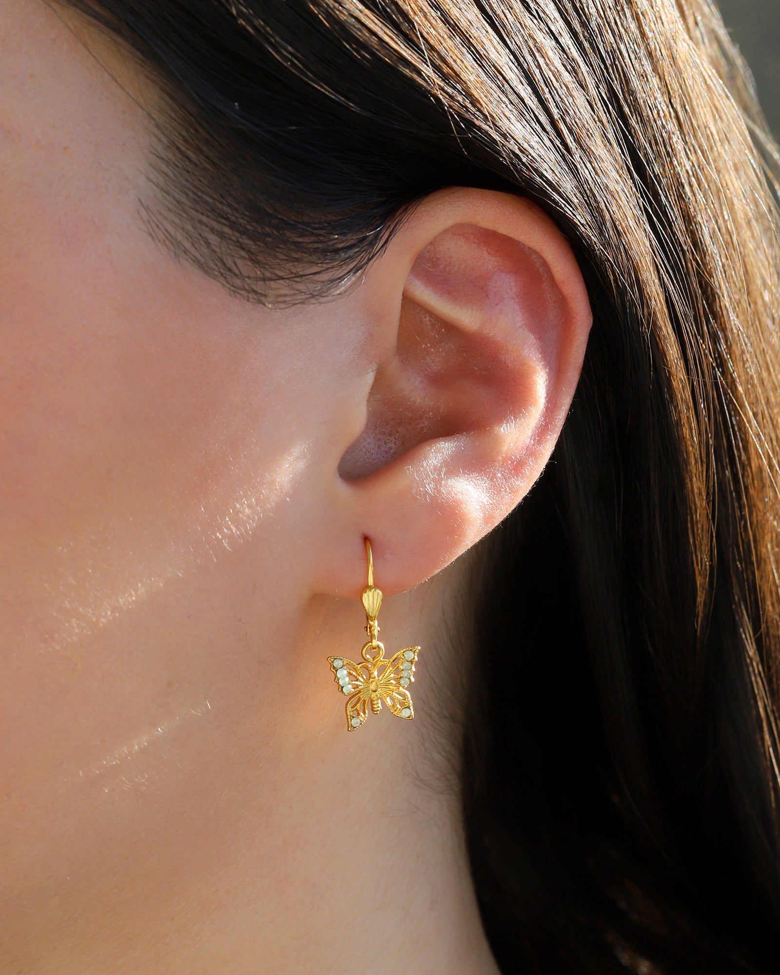 La Vie Parisienne-Filigree Butterfly Hooks-Earrings-Blue Ruby Jewellery-Vancouver Canada