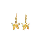 La Vie Parisienne-Filigree Butterfly Hooks-Earrings-14k Gold Plated, Pacfic Opal Crystal-Blue Ruby Jewellery-Vancouver Canada