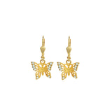 La Vie Parisienne-Filigree Butterfly Hooks-Earrings-14k Gold Plated, Pacfic Opal Crystal-Blue Ruby Jewellery-Vancouver Canada