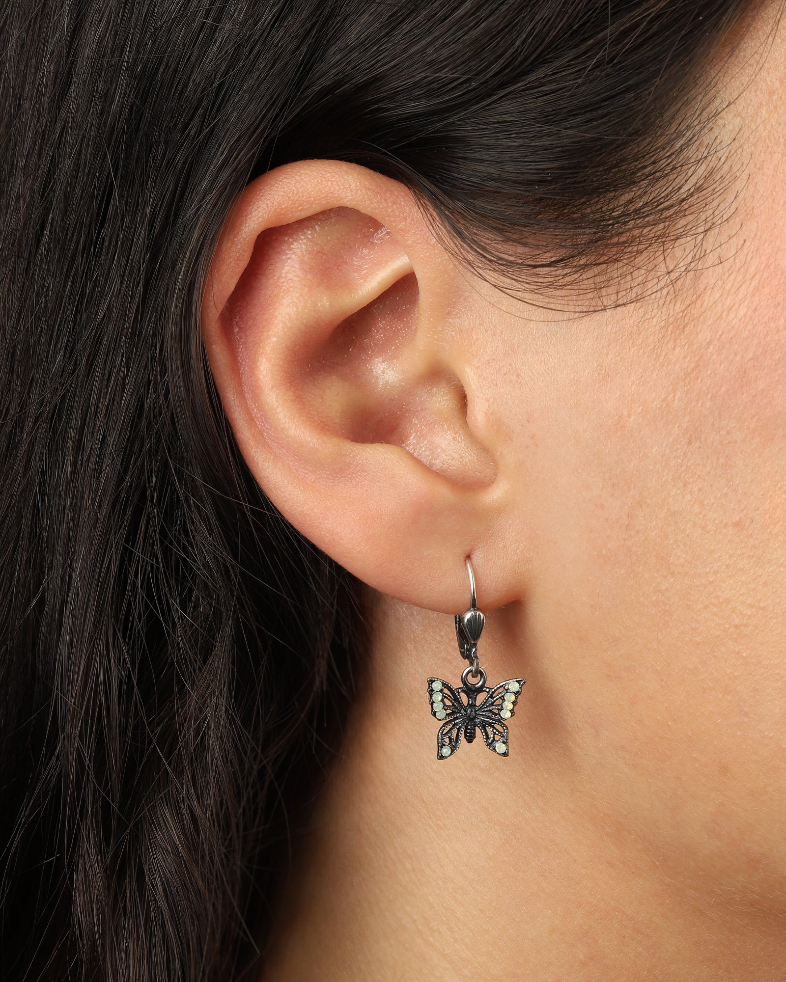 La Vie Parisienne-Filigree Butterfly Hooks-Earrings-Blue Ruby Jewellery-Vancouver Canada