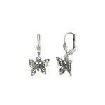 Filigree Butterfly Hooks Silver Plated, Pacific Opal Crystal
