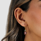 La Vie Parisienne-Rectangle Crystal Hooks-Earrings-Blue Ruby Jewellery-Vancouver Canada