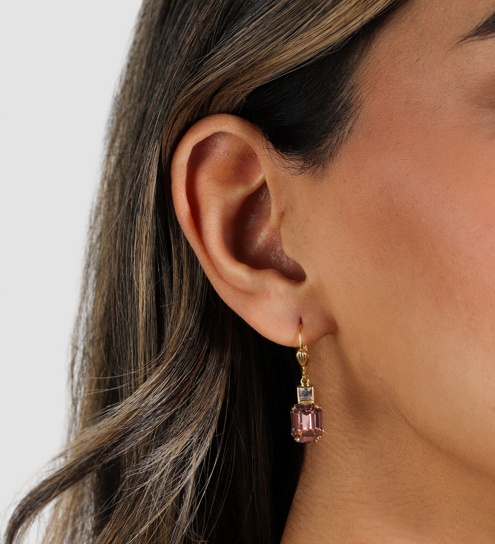 La Vie Parisienne-Rectangle Crystal Hooks-Earrings-Blue Ruby Jewellery-Vancouver Canada