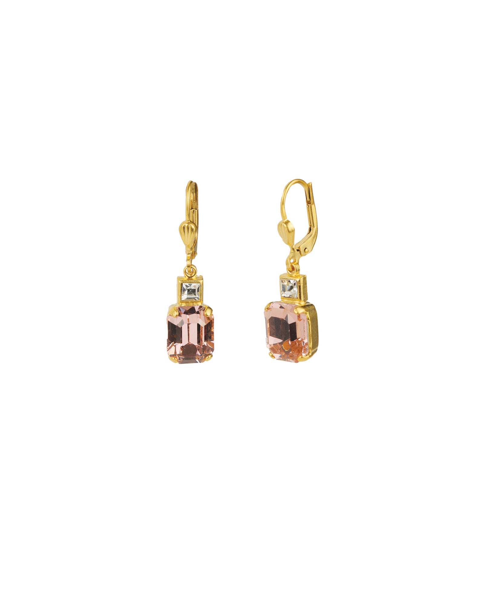 La Vie Parisienne-Rectangle Crystal Hooks-Earrings-Blue Ruby Jewellery-Vancouver Canada