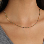 La Vie Parisienne-Enamel Bead Paperclip Necklace-Necklaces-Blue Ruby Jewellery-Vancouver Canada