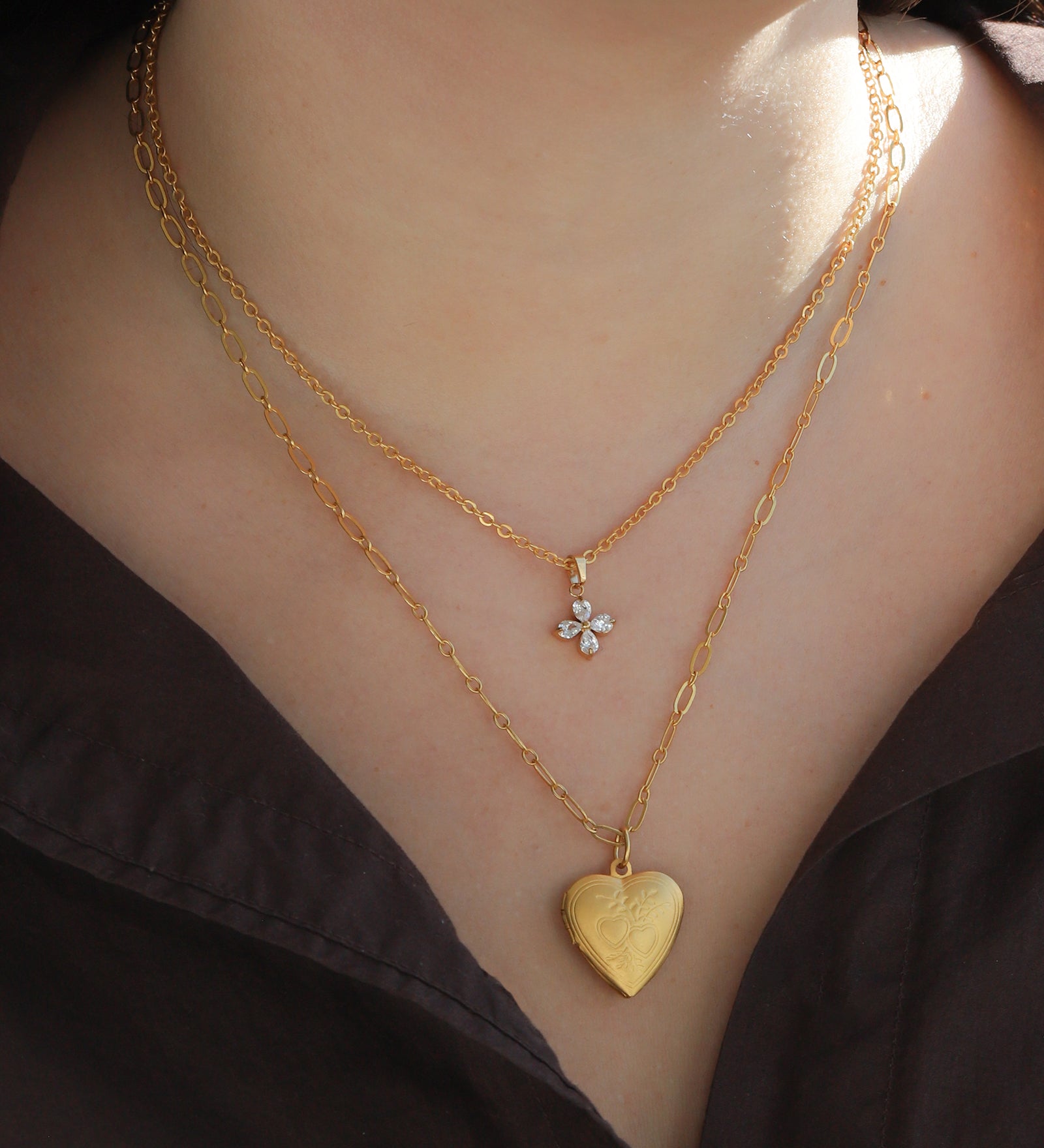 La Vie Parisienne-Lotus Flower Four Crystal Necklace-Necklaces-Blue Ruby Jewellery-Vancouver Canada