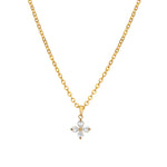 La Vie Parisienne-Lotus Flower Four Crystal Necklace-Necklaces-14k Gold Plated, White Crystal-Blue Ruby Jewellery-Vancouver Canada