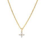 La Vie Parisienne-Lotus Flower Four Crystal Necklace-Necklaces-14k Gold Plated, White Crystal-Blue Ruby Jewellery-Vancouver Canada