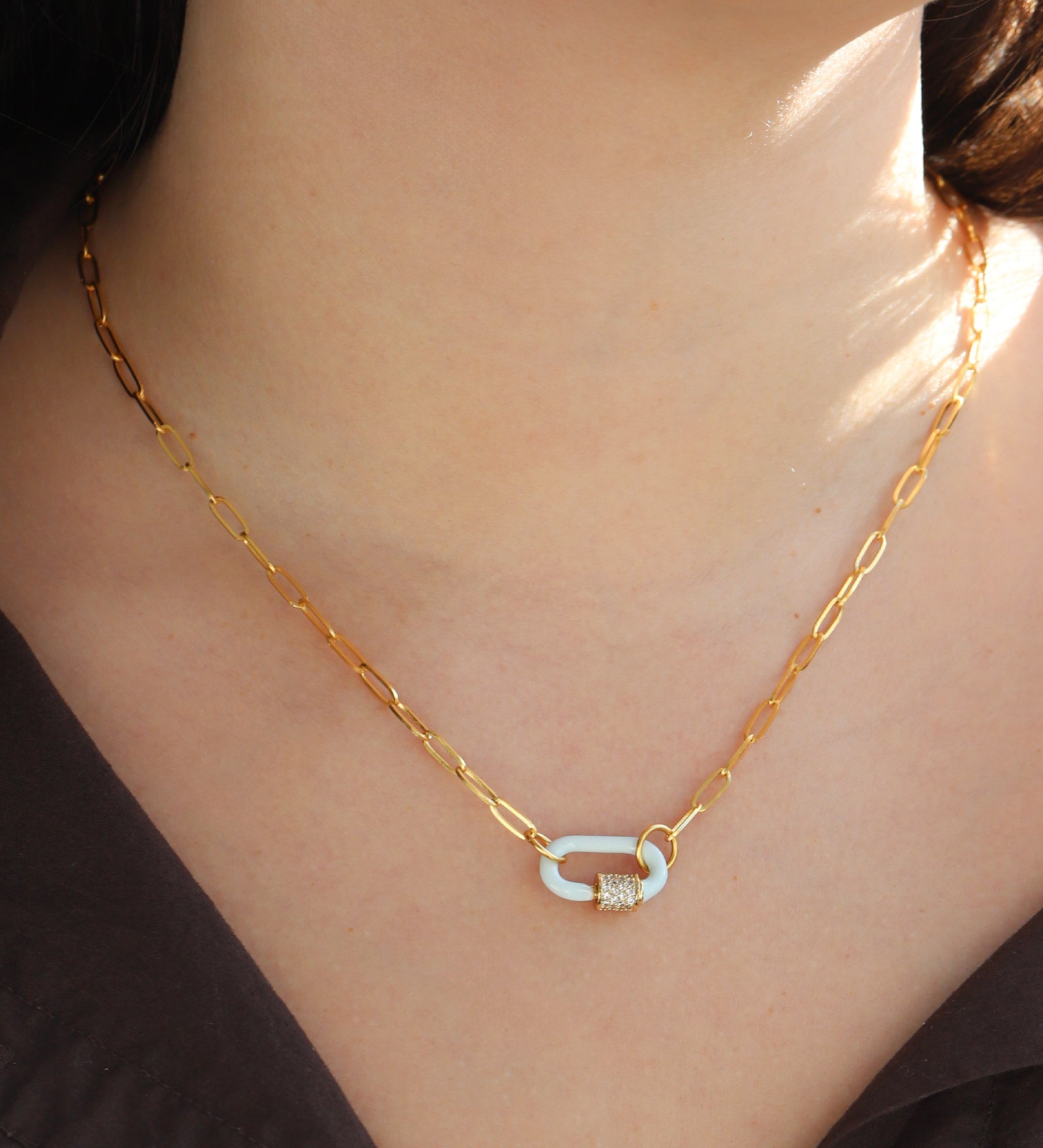 La Vie Parisienne-Carabiner Crystal Necklace-Necklaces-Blue Ruby Jewellery-Vancouver Canada