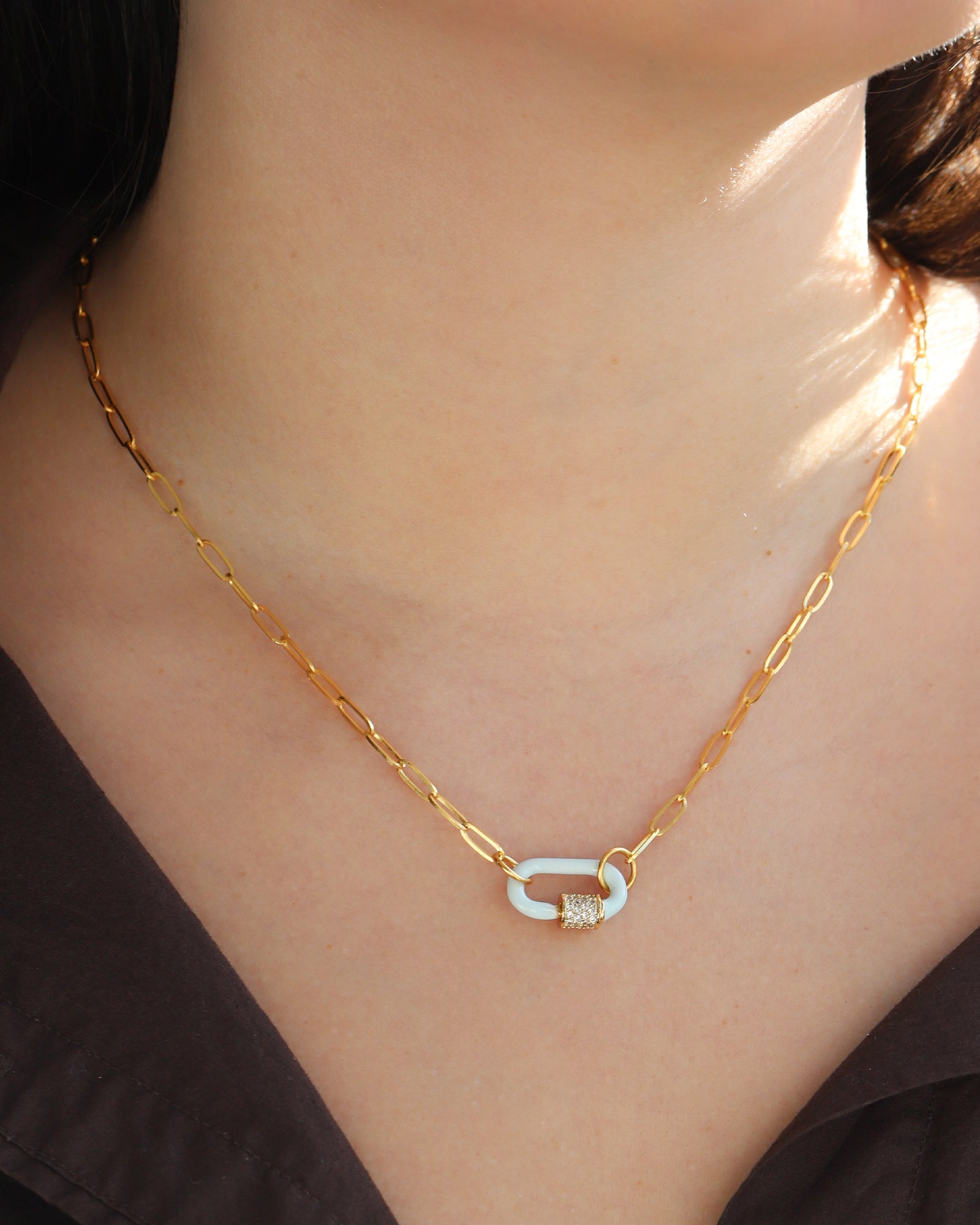 La Vie Parisienne-Carabiner Crystal Necklace-Necklaces-Blue Ruby Jewellery-Vancouver Canada
